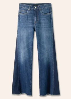 Outlet ME+EM Regular Length Split Seam Flare Jean Dark Multi Blue