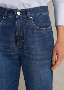 Outlet ME+EM Regular Length Split Seam Flare Jean Dark Multi Blue