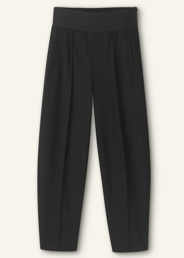 Best ME+EM Rib Waist Fluid Tapered Trouser Black