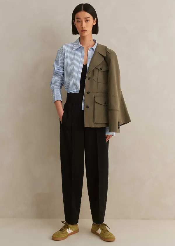 Best ME+EM Rib Waist Fluid Tapered Trouser Black