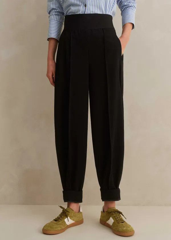 Best ME+EM Rib Waist Fluid Tapered Trouser Black