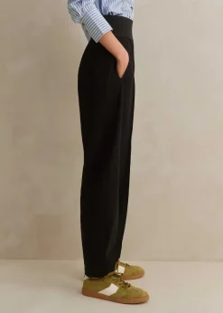 Best ME+EM Rib Waist Fluid Tapered Trouser Black