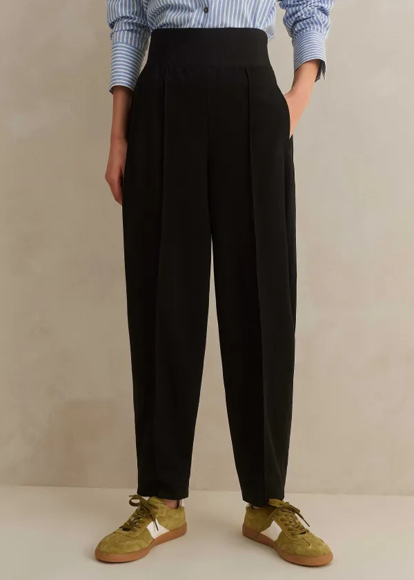 Best ME+EM Rib Waist Fluid Tapered Trouser Black