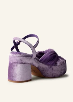 New ME+EM Ruched Velvet Knot Platform Dusty Lilac