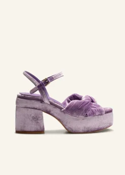 New ME+EM Ruched Velvet Knot Platform Dusty Lilac
