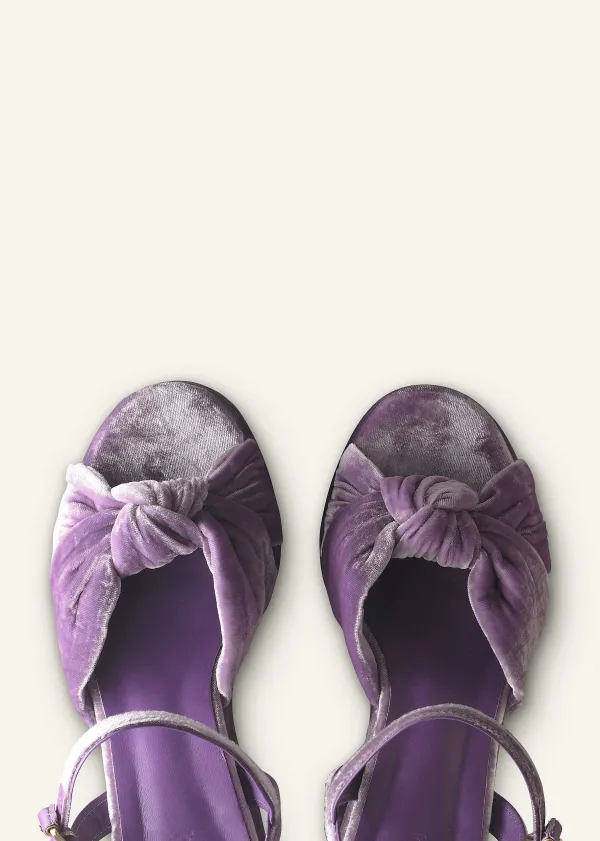 New ME+EM Ruched Velvet Knot Platform Dusty Lilac