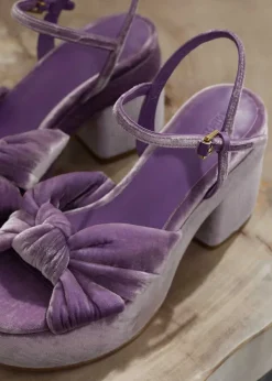New ME+EM Ruched Velvet Knot Platform Dusty Lilac