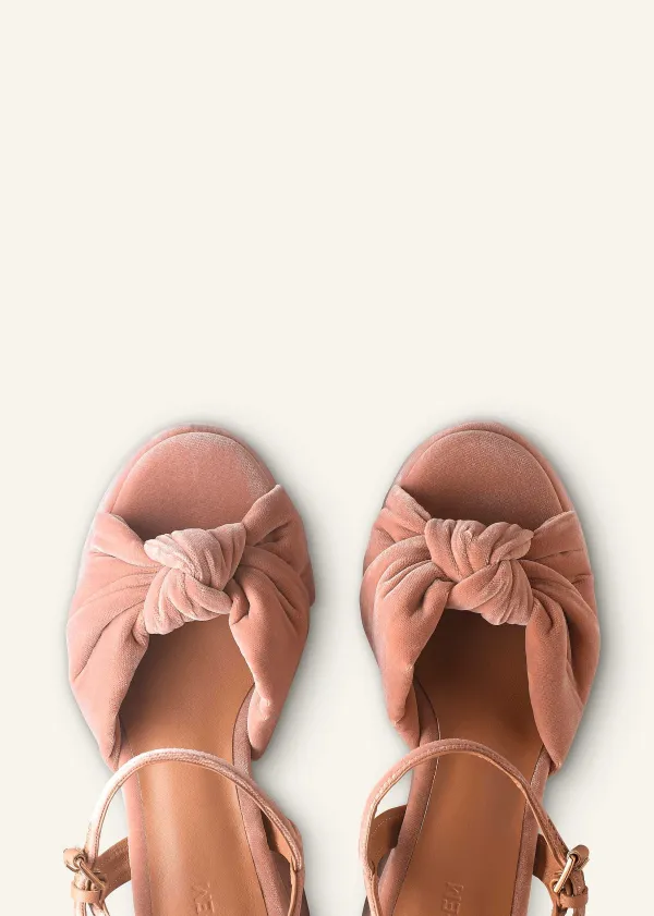 New ME+EM Ruched Velvet Knot Platform Blush Velvet