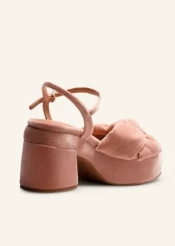 New ME+EM Ruched Velvet Knot Platform Blush Velvet