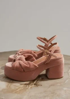 New ME+EM Ruched Velvet Knot Platform Blush Velvet