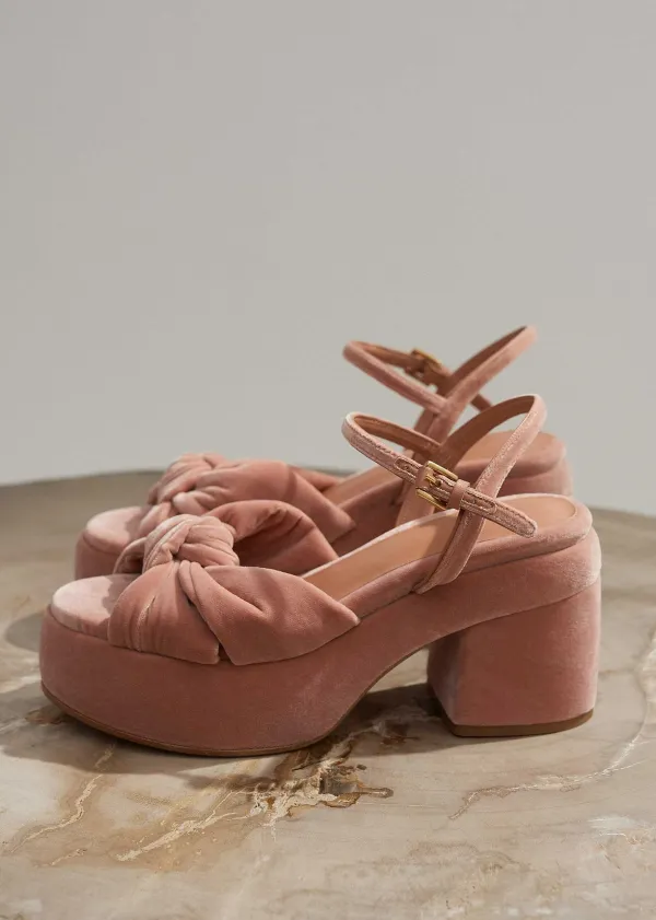 New ME+EM Ruched Velvet Knot Platform Blush Velvet
