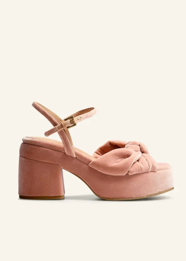New ME+EM Ruched Velvet Knot Platform Blush Velvet