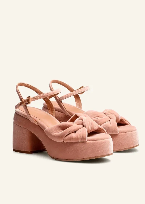 New ME+EM Ruched Velvet Knot Platform Blush Velvet