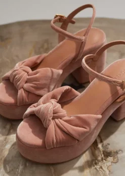 New ME+EM Ruched Velvet Knot Platform Blush Velvet