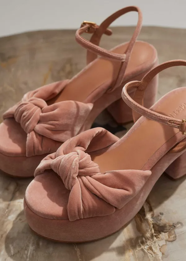 New ME+EM Ruched Velvet Knot Platform Blush Velvet