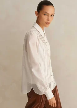 Best ME+EM Scallop Pleat Detail Blouse + Cami Light Cream
