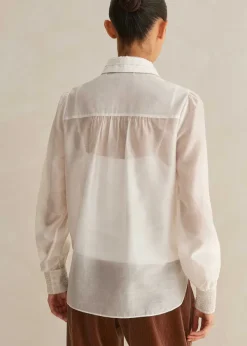 Best ME+EM Scallop Pleat Detail Blouse + Cami Light Cream