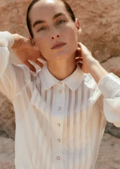 Best ME+EM Scallop Pleat Detail Blouse + Cami Light Cream