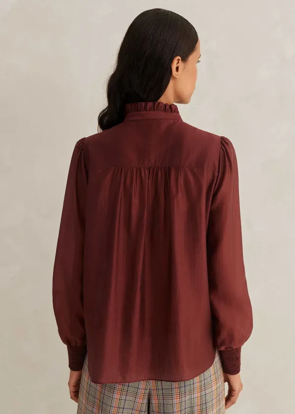 ME+EM Scallop Pleat Detail Blouse Tie + Cami Pecan