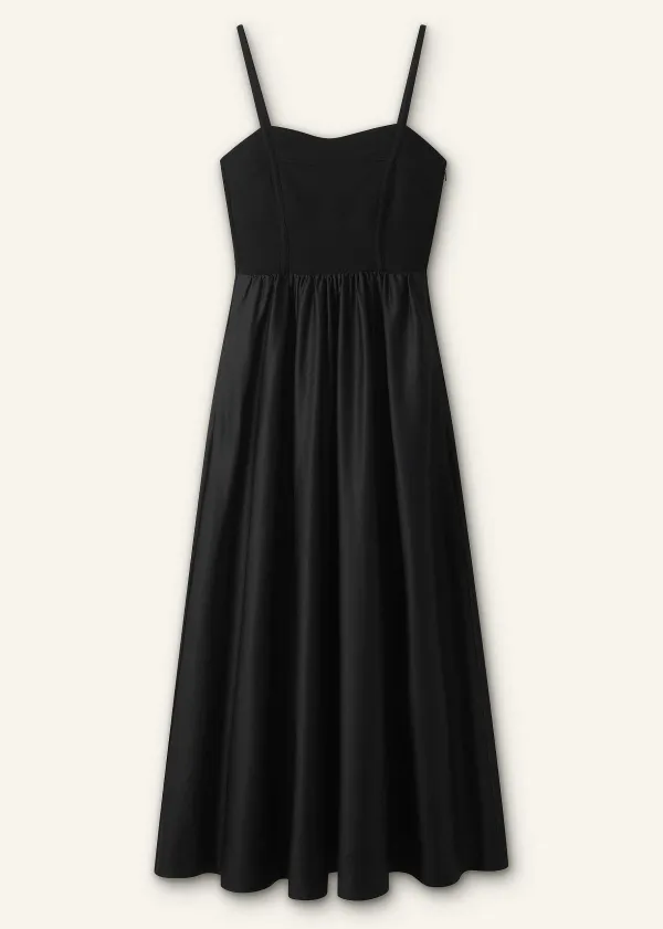 Clearance ME+EM Seam Detail Mixed Media Maxi Dress Black