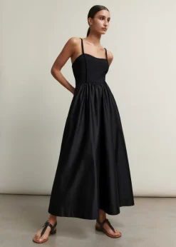 Clearance ME+EM Seam Detail Mixed Media Maxi Dress Black