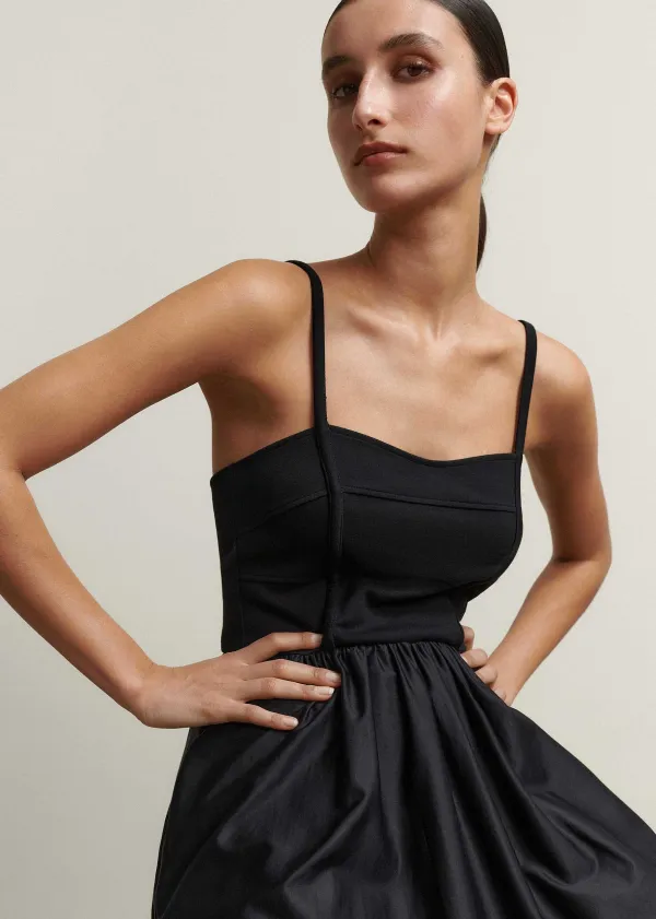 Clearance ME+EM Seam Detail Mixed Media Maxi Dress Black