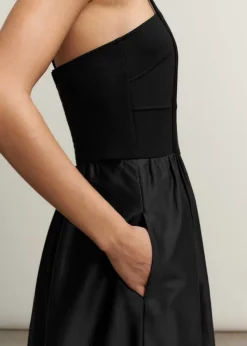Clearance ME+EM Seam Detail Mixed Media Maxi Dress Black
