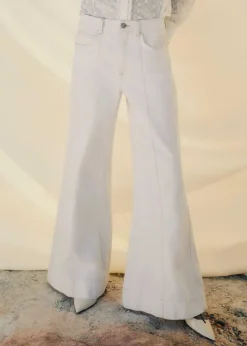 Online ME+EM Seam Front Wide-Leg Flare Jean White