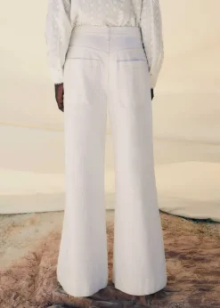 Online ME+EM Seam Front Wide-Leg Flare Jean White