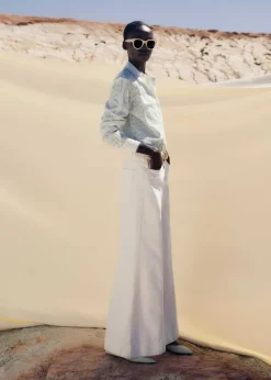 Online ME+EM Seam Front Wide-Leg Flare Jean White