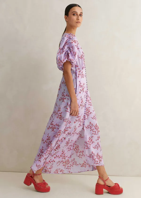 Best ME+EM Shadow Berry Print Midi Tea Dress Purple/Red/Multi