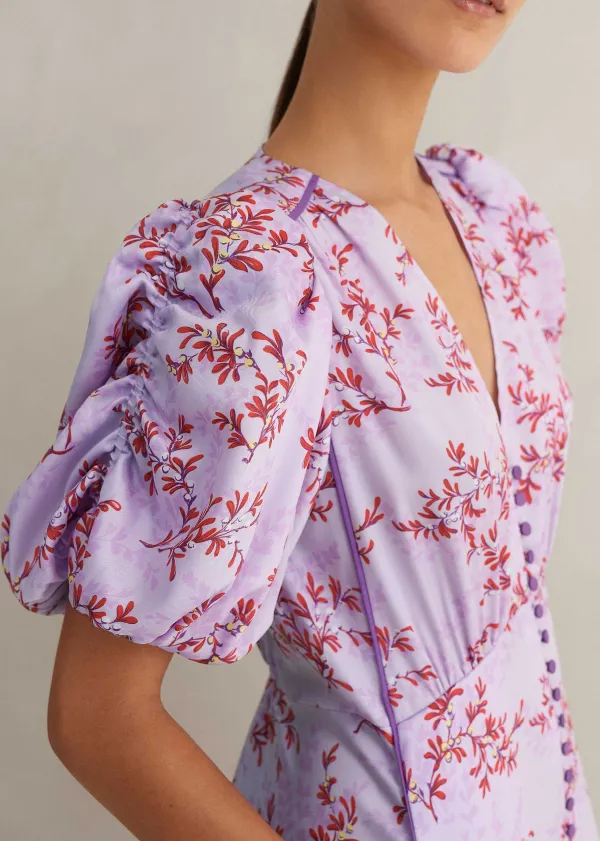 Best ME+EM Shadow Berry Print Midi Tea Dress Purple/Red/Multi