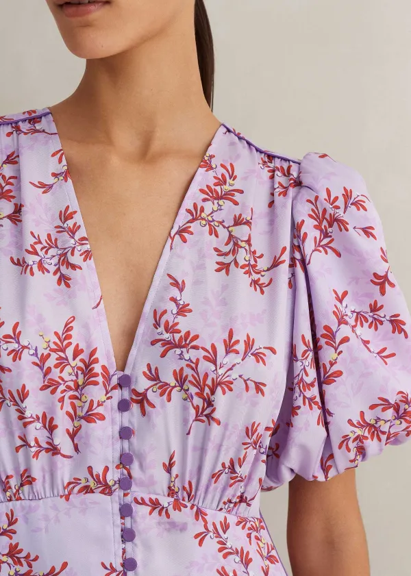 Best ME+EM Shadow Berry Print Midi Tea Dress Purple/Red/Multi
