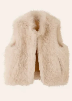 Clearance ME+EM Shearling Reversible Cropped Gilet Neutral/Cream