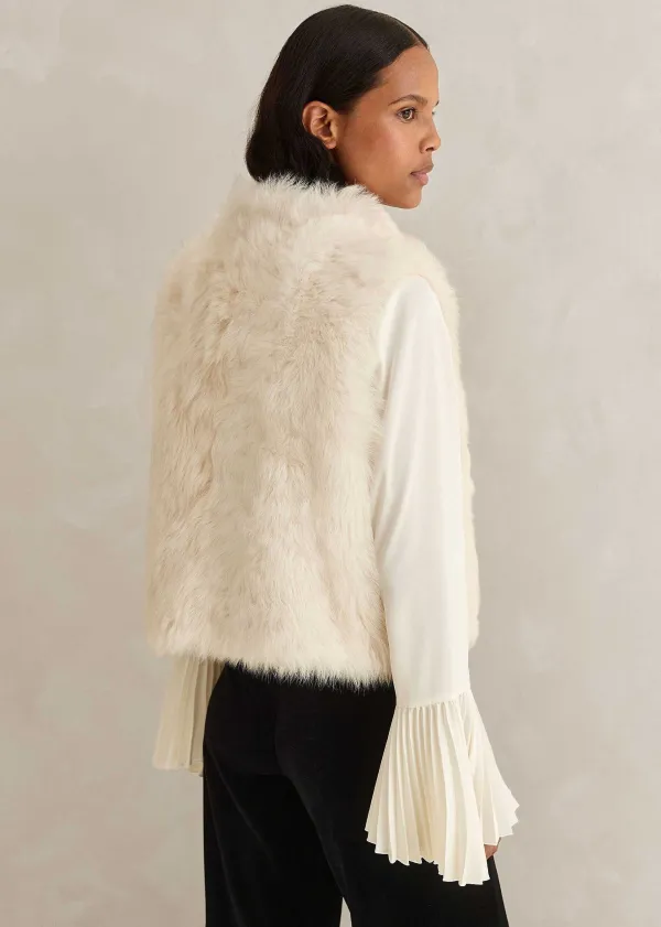 Clearance ME+EM Shearling Reversible Cropped Gilet Neutral/Cream
