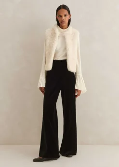 Clearance ME+EM Shearling Reversible Cropped Gilet Neutral/Cream