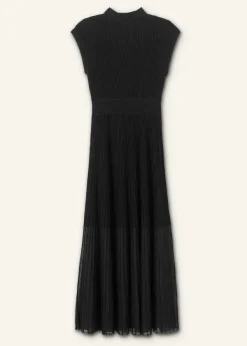 Hot ME+EM Sheer Panelled Evening Knit Maxi Dress Black