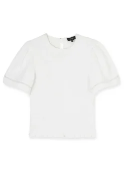 Sale ME+EM Shirred Cheesecloth T-Shirt Soft White