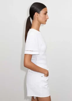 Sale ME+EM Shirred Cheesecloth T-Shirt Soft White