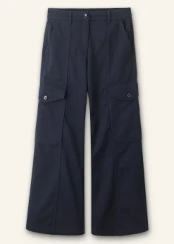 Discount ME+EM Short Length Cotton Flared Cargo Trouser Navy