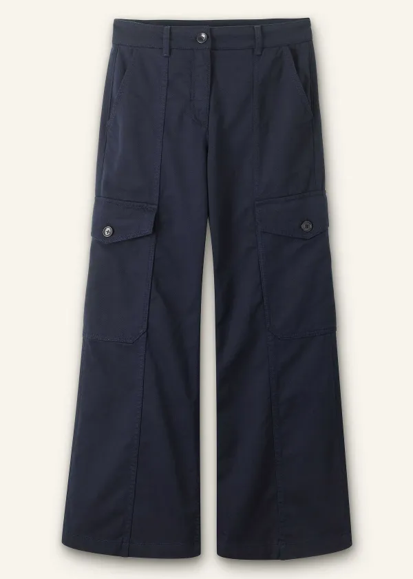 Discount ME+EM Short Length Cotton Flared Cargo Trouser Navy