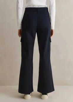 Discount ME+EM Short Length Cotton Flared Cargo Trouser Navy