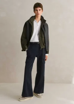 Discount ME+EM Short Length Cotton Flared Cargo Trouser Navy