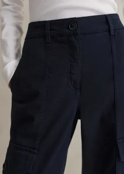 Discount ME+EM Short Length Cotton Flared Cargo Trouser Navy