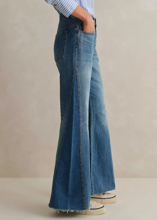 Clearance ME+EM Short Length Split Seam Flare Jean Blue