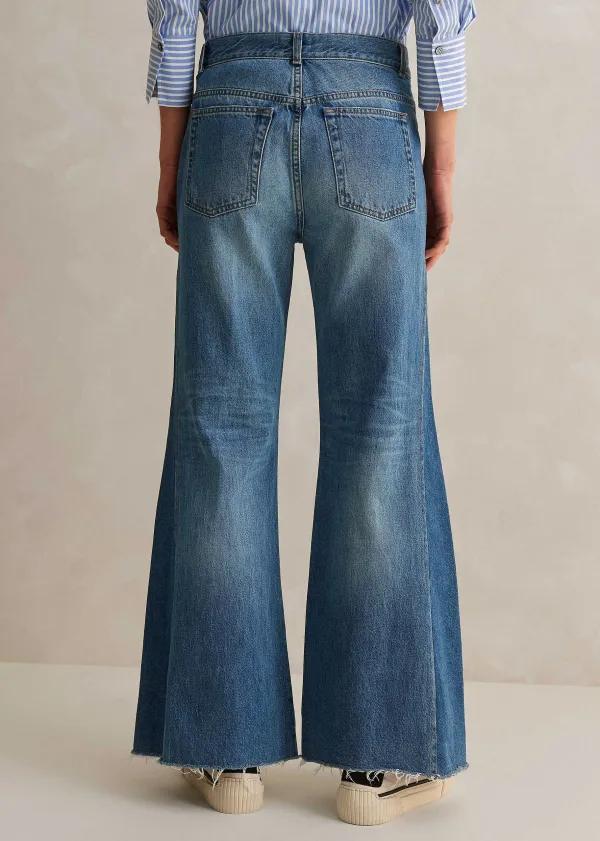 Clearance ME+EM Short Length Split Seam Flare Jean Blue