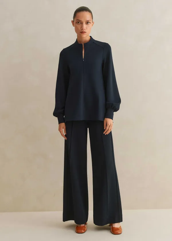 Outlet ME+EM Short-Length Travel Tailoring Wide-Leg Palazzo Co-Ord Blue
