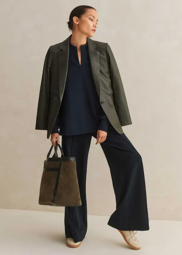 Outlet ME+EM Short-Length Travel Tailoring Wide-Leg Palazzo Co-Ord Blue