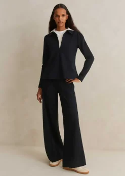 ME+EM Short-Length Travel Tailoring Palazzo Co-Ord Blue