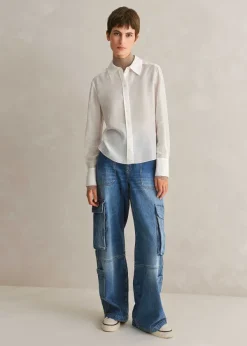 Hot ME+EM Silk Cotton Layering Shirt Cream